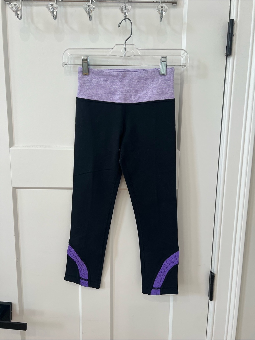Lululemon black leggings with lavendar accents